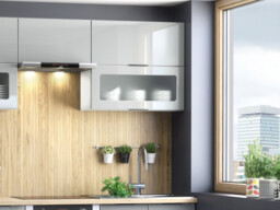 Kitchen Cabinets 8 Unit Set 600mm Larder Unit + Oven Housing 280cm Light Grey Gloss - Star - thumbnail 4