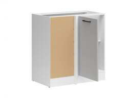 Corner Kitchen Cabinet 1000mm Modern Freestanding Base Unit 100cm Left Light Grey Gloss - Junona - thumbnail 3