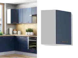 Corner Wall Unit Kitchen L Shaped Cabinet Midnight Bkue 600mm Cupboard Dark Navy Slab Door - Nora