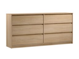 6 Drawer Chest of Drawers Wide Large Sideboard Cabinet Handleless Storage Unit Light Oak 181cm - Mana - thumbnail 4