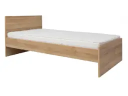 Modern 90cm Euro Single Bed Frame with Headboard and Solid Wood Slats Riviera Oak Effect - Balder - thumbnail 1