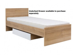 Modern 90cm Euro Single Bed Frame with Headboard and Solid Wood Slats Riviera Oak Effect - Balder - thumbnail 4