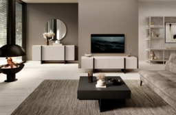 TV Stand Beige Lowboard Sideboard Storage Cabinet Media Entertainment Unit 160cm Handleless Cashmere Doors - Kiznie - thumbnail 3