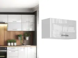 Kitchen Wall Cabinet White Gloss Extractor Fan Cooker Hood Housing Unit 600mm Half Height Cupboard - Ella