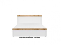 Euro King Size Bedframe Storage Drawers 160cm Solid Wood Slats White / Oak Effect Scandi Bedroom Furniture - Holten - thumbnail 3