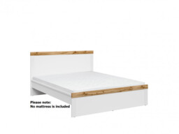 Euro King Size Bedframe Storage Drawers 160cm Solid Wood Slats White / Oak Effect Scandi Bedroom Furniture - Holten - thumbnail 4