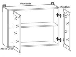Kitchen Glass Wall Cabinet 800mm Modern 2 Door Cupboard 80cm Display Unit Shaker Dark Grey - Junona - thumbnail 4
