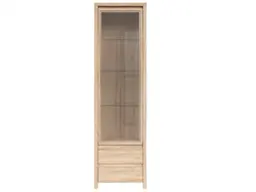 Modern Glass Display Cabinet Tall Unit Dresser in Sonoma Oak Wood Effect Finish with LEDs - Kaspian - thumbnail 3