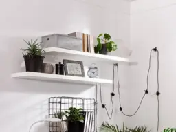 Modern Short Shelf Floating Wall Mounted Design White Matt Finish 105cm - Kaspian - thumbnail 1