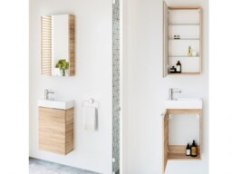 Bathroom Furniture Set 400mm Vanity Unit Sink Basin Mirror Cabinet Small Wall Hung Sonoma Oak Effect – Avir - thumbnail 2