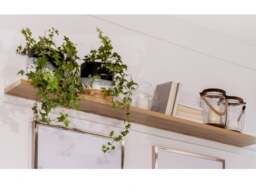 Wall Mounted Book Shelf Storage Display Floating Panel Unit 156cm White and Oak Scandi - Holten - thumbnail 2