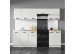 Kitchen Sink and Unit Under Sink Cabinet 800mm Stainless Steel Sink Complete Free Standing White Chalk Gloss - Junona - thumbnail 2