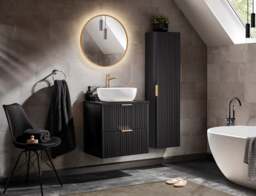 Bathroom Worktop 600mm Black Countertop for 600mm Vanity Wall Hung Unit - Adel - thumbnail 4