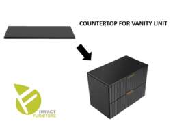 Bathroom Worktop 600mm Black Countertop for 600mm Vanity Wall Hung Unit - Adel - thumbnail 3