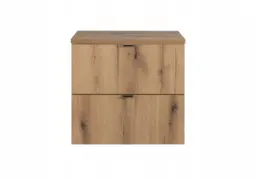 Bathroom Vanity Unit 600mm Wall Sink Cabinet Countertop Floating Two Soft Close Drawers Coastal Oak Effect Nova - thumbnail 3