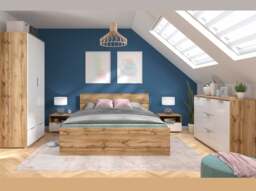 DISCOUNTINUED REDIRECTED Corner Wardrobe L Shaped Oak Single Wardrobe Modern Compact 1 Door - Zele - thumbnail 2