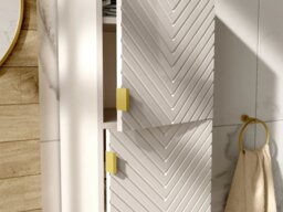 Bathroom Wall Cabinet Tall Slim Floating Storage Unit Ribbed Fluted Cashmere Beige Doors – Cara - thumbnail 3
