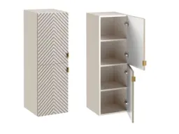 Bathroom Wall Cabinet Tall Slim Floating Storage Unit Ribbed Fluted Cashmere Beige Doors – Cara - thumbnail 4