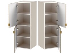 Bathroom Wall Cabinet Tall Slim Floating Storage Unit Ribbed Fluted Cashmere Beige Doors – Cara - thumbnail 4