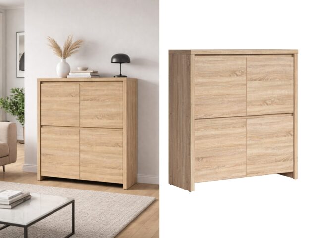 Sideboard Square Cabinet Living Room Bedroom Storage Sonoma Oak Modern Compact Unit - Kaspian - image 1