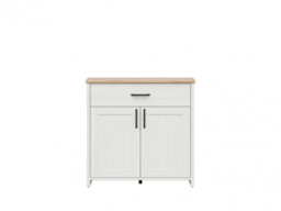 Small Sideboard Cabinet Soft Closing Drawer Storage Scandi Furniture Chic White Pine and Oak 101.5cm - Loksa - thumbnail 4