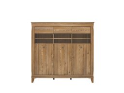 Oak Glass Display Cabinet with Lights Large Sideboard Showcase Wide Dresser Modern Country Light Oak - Bergen - thumbnail 2