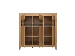 Oak Glass Display Cabinet with Lights Large Sideboard Showcase Wide Dresser Modern Country Light Oak - Bergen - thumbnail 3