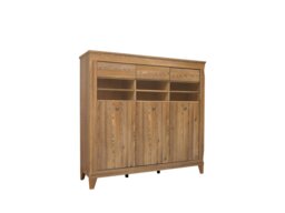 Oak Glass Display Cabinet with Lights Large Sideboard Showcase Wide Dresser Modern Country Light Oak - Bergen - thumbnail 4