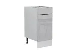 Kitchen Drawer Unit 400mm Cabinet Freestanding Narrow Base Cupboard Light Grey Gloss - Star - thumbnail 4