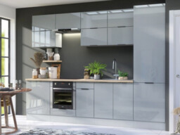 Kitchen Drawer Unit 400mm Cabinet Freestanding Narrow Base Cupboard Light Grey Gloss - Star - thumbnail 3