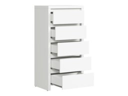 White Tallboy Chest of Drawers 5 Drawer Tall Slim Storage Modern Handless Bedroom Living Room Unit 56cm - Kaspian - thumbnail 4