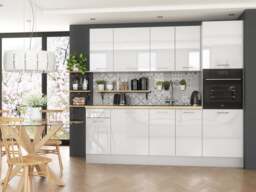 Kitchen Cabinets Set 7 Units Tall Oven Housing 240cm Soft Close White High Gloss - Ella - thumbnail 2
