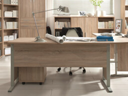 Large Desk for Home Office 150cm Metal Frame Modern Scratch Resistant Sonoma Oak Effect - BRW OFFICE