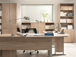 Large Desk for Home Office 150cm Metal Frame Modern Scratch Resistant Sonoma Oak Effect - BRW OFFICE - thumbnail 3