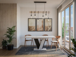 Extendable Dining Table 120-160cm 6-8 Seater Modern Marble Grey Stone with Black V Legs - Vera - thumbnail 4