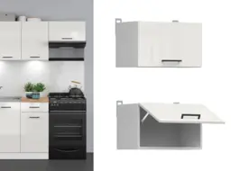 Kitchen Wall Unit 500mm Extractor Fan Housing Cabinet Lift Up Half Height Door White Chalk Gloss - Junona