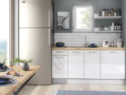 Kitchen Cabinets Set 3 Base Units Utility Cupboards with Drawer Soft Close White High Gloss 180cm - Ella - thumbnail 2
