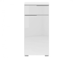 Slim Freestanding Bathroom Cabinet Storage Drawer Unit 400mm Narrow Floor Cupboard White Gloss - Spice - thumbnail 3