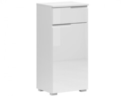 Slim Freestanding Bathroom Cabinet Storage Drawer Unit 400mm Narrow Floor Cupboard White Gloss - Spice - thumbnail 4