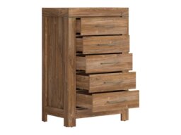 Chest of Drawers 70cm Modern Tall Narrow 5 Drawer Tallboy Dresser Storage Unit Oak Effect - Gent - thumbnail 4