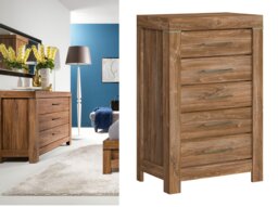 Chest of Drawers 70cm Modern Tall Narrow 5 Drawer Tallboy Dresser Storage Unit Oak Effect - Gent - thumbnail 1