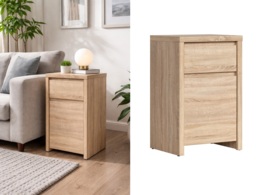 Small Cabinet with Drawer Bedside Unit Side Sofa Storage Sonoma Oak - Kaspian - thumbnail 2