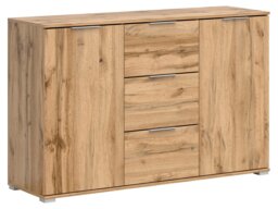 Large Sideboard for Living Room Oak Dresser Cabinet Storage Unit with Drawers 135cm - Zele - thumbnail 2