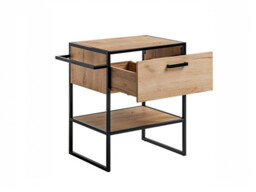 700mm Vanity Unit Floor Standing Bathroom Cabinet with 600mm Oak Countertop and Drawer Loft Black Metal - Brooklyn - thumbnail 4