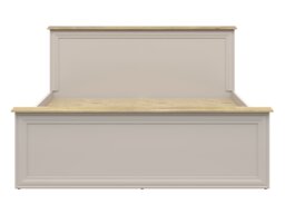 King Size Bed Frame Euro 160cm Shaker Headboard Footboard Solid Wood Slats Cashmere Beige and Mauvelle Oak - Anga - thumbnail 3
