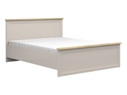 King Size Bed Frame Euro 160cm Shaker Headboard Footboard Solid Wood Slats Cashmere Beige and Mauvelle Oak - Anga - thumbnail 4