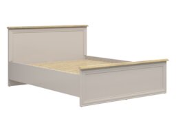 King Size Bed Frame Euro 160cm Shaker Headboard Footboard Solid Wood Slats Cashmere Beige and Mauvelle Oak - Anga - thumbnail 2