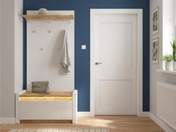 White Gloss and Oak Hallway Coat and Shoe Storage Hallway Furniture Set with LED Light Hooks Cabinet - Alameda - thumbnail 3