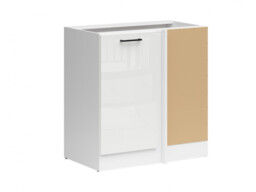Corner Kitchen Cabinet 1000mm Modern Freestanding Base Unit 100cm Right White / Chalk Gloss - Junona - thumbnail 2