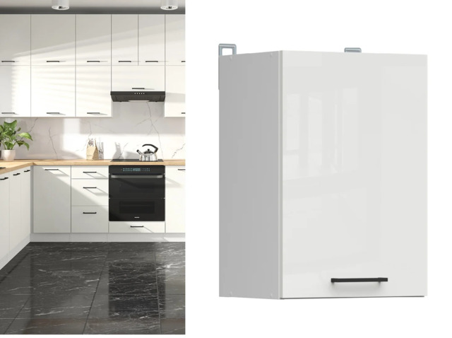 Kitchen Wall Cabinet 400mm Unit Modern Left Right Door Cupboard Chalk White Gloss 40cm Narrow Slim Storage – Junona - image 1
